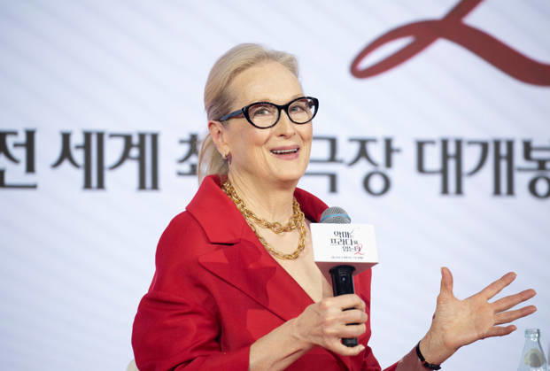 Meryl Streep, Apr 8, 2026 : Actress Meryl Streep at a press conference for the comedy drama film The Devil Wears Prada 2 in Seoul, South Korea. aflo_326275219