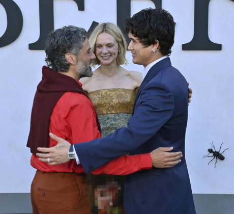 Cast members Oscar Isaac, Carey Mulligan and Charles Melton (L-R) attend Netflix s dark comedy TV series Beef at the Egyptian Theatre in the Hollywood section of Los Angeles on Wednesday, April 8, 2026. Storyline: Road rage ensues after a parking-lot incident, resulting in a bitter feud between the two antagonists. The vendetta between them and the lengths they ll go to in order to wreak revenge on each other spirals out of control, jeopardizing everything and everyone in their lives. LAP2026040814 JIMxRUYMEN
