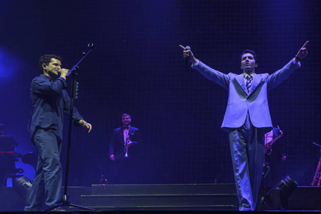 Music Concert - Fulminacci - Palazzacci Tour 2026 Fulminacci - stage name of Filippo Uttinacci - and Tutti Fenomeni - stage name of Giorgio Quarzo Guarascio - during the concert of Palazzacci Tour 2026 on stage of Palazzo dello Sport on April 09, 2026 in Rome, Italy Rome Palazzo dello Sport Italy Copyright: xRobertoxBettacchix xLiveMediax LPM_2381210