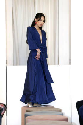 Miho Shiratori at the Anja Gockel Fashion Show Fresh for the senses in the Paris 44 showroom by Anja Gockel Berlin, 10 04 2026 Foto:xAgenturxWehnertx xduxVinagex xFuturexImagex gockel_6457