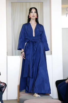 Miho Shiratori at the Anja Gockel Fashion Show Fresh for the senses in the Paris 44 showroom by Anja Gockel Berlin, 10 04 2026 Foto:xAgenturxWehnertx xduxVinagex xFuturexImagex gockel_6458