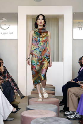Miho Shiratori at the Anja Gockel Fashion Show Fresh for the senses in the Paris 44 showroom by Anja Gockel Berlin, 10 04 2026 Foto:xAgenturxWehnertx xduxVinagex xFuturexImagex gockel_6469