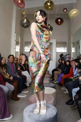 Miho Shiratori at the Anja Gockel Fashion Show Fresh for the senses in the Paris 44 showroom by Anja Gockel Berlin, 10 04 2026 Foto:xAgenturxWehnertx xduxVinagex xFuturexImagex gockel_6473