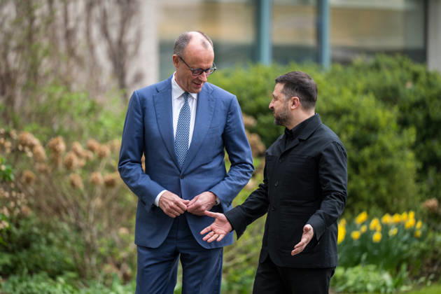 Federal Chancellor Friedrich Merz receives the Ukrainian President Volodymyr Selenskyj on the occasion of the German-Ukrainian government consultations at the Federal Chancellery in Berlin on 14 April 2026 Photo Bildgehege German-Ukrainian government consultations