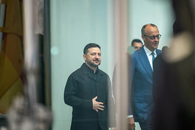 Federal Chancellor Friedrich Merz receives the Ukrainian President Volodymyr Selenskyj on the occasion of the German-Ukrainian government consultations at the Federal Chancellery in Berlin on 14 April 2026 Photo Bildgehege German-Ukrainian government consultations