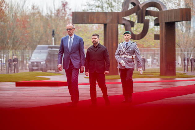 Federal Chancellor Friedrich Merz receives the Ukrainian President Volodymyr Selenskyj with military honors on the occasion of the German-Ukrainian intergovernmental consultations at the Federal Chancellery in Berlin on 14 April 2026 Photo Bildgehege German-Ukrainian intergovernmental consultations