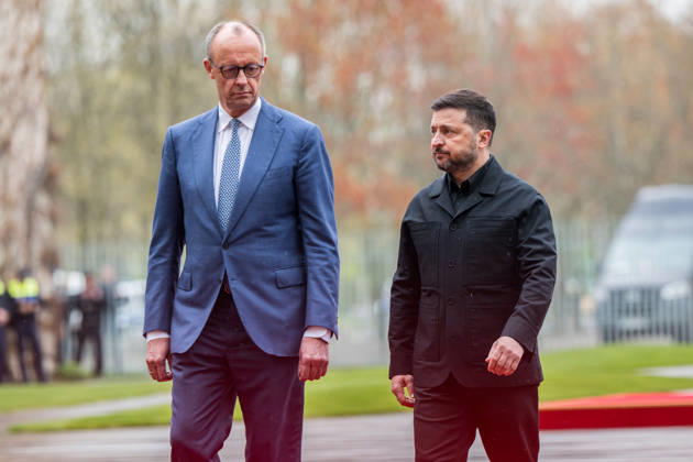 Federal Chancellor Friedrich Merz receives the Ukrainian President Volodymyr Selenskyj with military honors on the occasion of the German-Ukrainian intergovernmental consultations at the Federal Chancellery in Berlin on 14 April 2026 Photo Bildgehege German-Ukrainian intergovernmental consultations