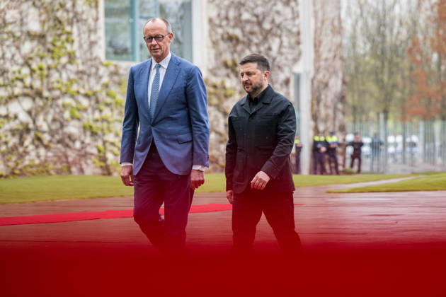 Federal Chancellor Friedrich Merz receives the Ukrainian President Volodymyr Selenskyj with military honors on the occasion of the German-Ukrainian intergovernmental consultations at the Federal Chancellery in Berlin on 14 April 2026 Photo Bildgehege German-Ukrainian intergovernmental consultations