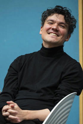 Chief conductor of the Prague Radio Symphony Orchestra (SOCR) Elias Grandy at a press conference to introduce the new visual identity on the occasion of the 100th season of the orchestra, in Prague, Czech Republic, on April 15, 2026. (CTKxPhoto MichalxKamaryt) CTKPhotoP2026041504713  CTKPhotoP2026041504713