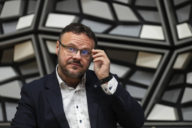 Czech Radio (CRo) Director General Rene Zavoral at a press conference to introduce the new visual identity on the occasion of the 100th season of the Prague Radio Symphony Orchestra (SOCR), in Prague, Czech Republic, on April 15, 2026. (CTKxPhoto MichalxKamaryt) CTKPhotoP2026041504797  CTKPhotoP2026041504797