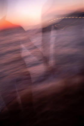 FRANCE CORSE PROPRIANO BLURRED SWIMMER SUNSET SEA A blurred reflection overlays the sea at sunset with pink and orange light over the water in Propriano, Corsica, France, August 8, 2024 Propriano is a small port town on the south shore of the Gulf of Valinco on the southwest coast of Corsica, and this view shows the coastal landscape near the harbor through an abstract motion effect A blurred reflection superimposed on the sea at sunset with pink and orange light over the water in Propriano, Corsica, France, August 8, 2024 Propriano is a small port town on the south shore of the Gulf of Valinco on the southwest coast of Corsica, and this view shows the coastal landscape near the harbor through an abstract motion effect PROPRIANO BEACH OF P