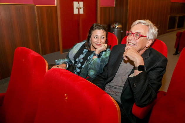 16 04 2026, Bellaria Kino, BELLARIA KINO ERÖFFNUNG, Renovation and modernization of the Bellaria Kino in the picture StR Veronica Kaup Hasler, Michael Stejskal, in the cinema hall, BELLARIA KINO ERÖFFNUNG