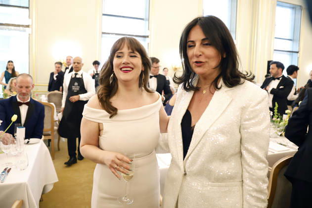 Ricarda Lang and Düzen Tekkal at the 73 Federal Press Ball 2026 at the Hotel Adlon Kempinski Berlin, 17 04 2026 Foto:xJ.xMWx xFuturexImagex bundespresseball_6433