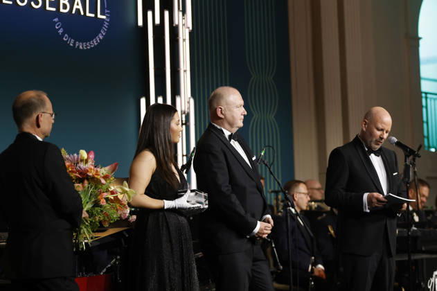 Andreas Rinke and Mathis Feldhoff at the 73 Federal Press Ball 2026 at the Hotel Adlon Kempinski Berlin, 17 04 2026 Foto:xJ.xMWx xFuturexImagex bundespresseball_6438
