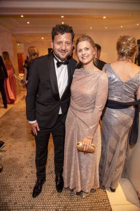 ABB PRESS BALL Felix Banaszak and Mrs. Charlotte Obermeier Federal Chairwoman of Buendnis 90 Die Gruenen, guests at the 73 Federal Press Ball at the Hotel Adlon Kempinski on 17 04 2026 in Berlin