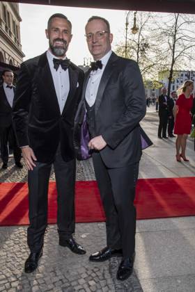 ABB PRESS BALL Daniel Funke and Jens Spahn with husband as guests at the 73 Federal Press Ball at the Hotel Adlon Kempinski on 17 04 2026 in Berlin