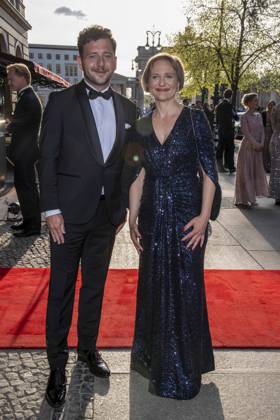 ABB PRESS BALL Franziska Brantner, Federal Chairwoman of Alliance 90 The Greens Felix Banaszak, Federal Chairman of Alliance 90 The Greens, guest at the 73rd Federal Press Ball at the Hotel Adlon Kempinski on 17 April 2026 in Berlin