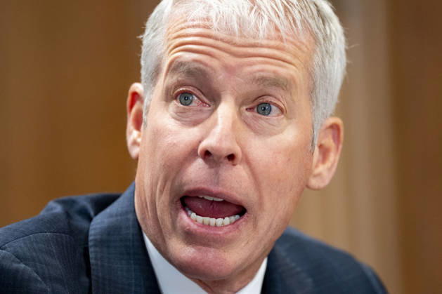Secretary of Energy Chris Wright speaks during a Senate Energy and Natural Resources Committee hearing on the Department of Energy s budget request for fiscal year 2027 in the Dirksen Senate Office Building near the U.S. Capitol in Washington, DC on Tuesday, April 21, 2026. Wright has warned that gas prices may not drop below $3 until next year, which the Trump Administration claims is totally wrong.  WAP20260421319 BONNIExCASH