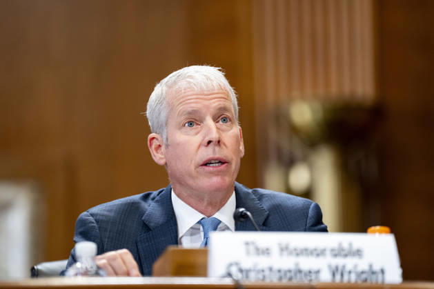 Secretary of Energy Chris Wright speaks during a Senate Energy and Natural Resources Committee hearing on the Department of Energy s budget request for fiscal year 2027 in the Dirksen Senate Office Building near the U.S. Capitol in Washington, DC on Tuesday, April 21, 2026. Wright has warned that gas prices may not drop below $3 until next year, which the Trump Administration claims is totally wrong.  WAP20260421306 BONNIExCASH