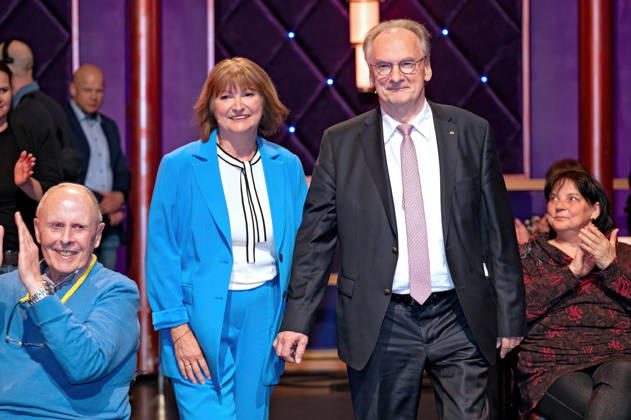 MDR Riverboat Dr Reiner Haseloff Prime Minister a D of Saxony Anhalt with his wife Dr Gabriele Haselhoff on the occasion of the recording of the MDR talk show Riverboat on 24 04 2026 in the Mediacity Leipzig 20260424ADO0015