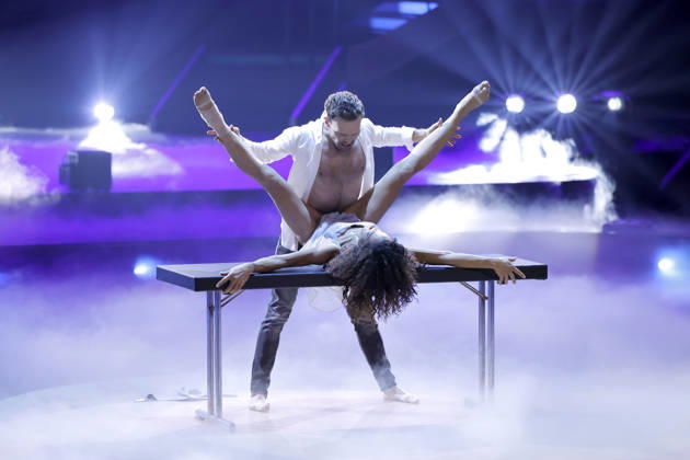 Singer Nadja Benaissa No Angels and dancer Vadim Garbuzov at the seventh dance show of the 19th season of the RTL dance show Lets Dance at the Coloneum 24 04 2026 NRW Germany Copyright: xChristophxHardtx
