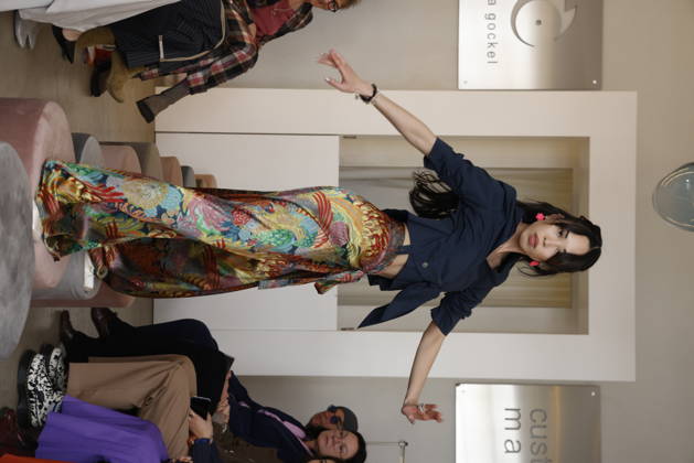 Miho Shiratori at the Anja Gockel Fashion Show Fresh for the senses in the Paris 44 showroom by Anja Gockel Berlin, 10 04 2026 Copyright: xAgenturxMatthiasxWehnertx xR.xduxVinagex