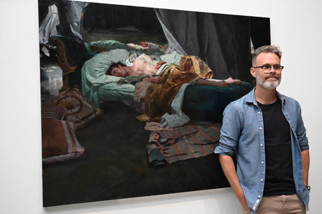 ARCHIBALD PACKING ROOM PRIZE, Sean Layh wins the Packing Room Prize with his portrait of actor Jacob Collins as part of the 2026 Archibald Prize at the Art Gallery of New South Wales in Sydney, Thursday, April 30, 2026. ( NO ARCHIVING Sydney New South Wales Australia  Copyright: xDEANxLEWINSx 20260430163321801237