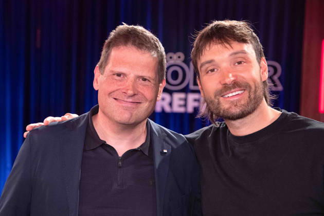 from left Jan ULLRICH, former racing cyclist, Rick ZABEL, former racing cyclist, guest on the program ,,Koelner Treff,, on WDR television, 30 04 2026