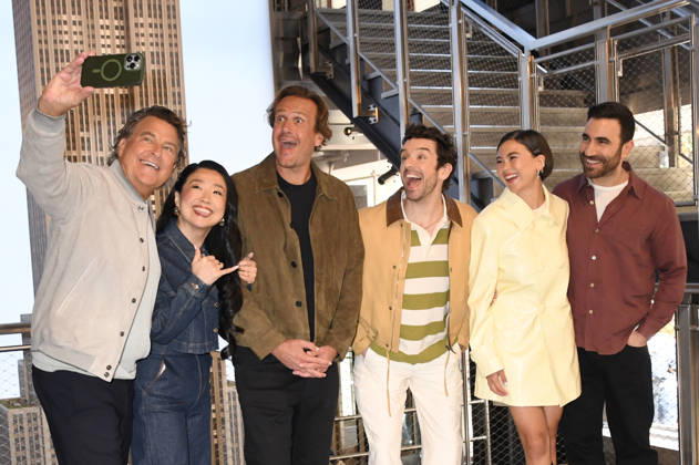 NEW YORK, NY - MAY 1: Ted McGinley, Sherry Cola, Jason Segel, Michael Urie, Lukita Maxwell and Brett Goldstein pictured as Apple TV™s Shrinking cast visit the Empire State Building in celebration of Its Third Season on May 1, 2026 in New York City. Copyright: xmpi099 MediaPunchx