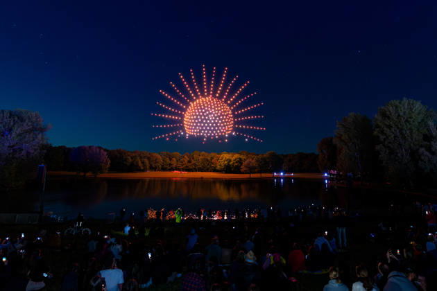 Rhine in Flames in Bonn 01 05 26 The 40th edition of Rhine in Flames in Bonns Rheinaue Friday evening ends with the drone show Ludwig travels around the world The show was made up for from the previous year after it could not take place for technical reasons Bonn Gronau North Rhine-Westphalia Germany Copyright: xMarcxJohnx