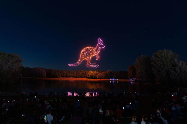 Rhine in Flames in Bonn 01 05 26 The 40th edition of Rhine in Flames in Bonns Rheinaue Friday evening ends with the drone show Ludwig travels around the world The show was made up for from the previous year after it could not take place for technical reasons Bonn Gronau North Rhine-Westphalia Germany Copyright: xMarcxJohnx