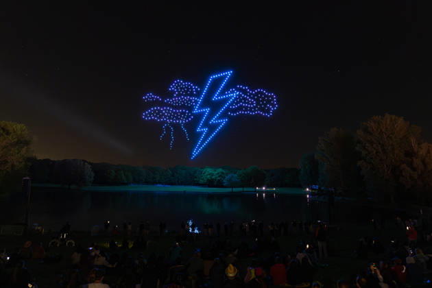 Rhine in Flames in Bonn 01 05 26 The 40th edition of Rhine in Flames in Bonns Rheinaue Friday evening ends with the drone show Ludwig travels around the world The show was made up for from the previous year after it could not take place for technical reasons Bonn Gronau North Rhine-Westphalia Germany Copyright: xMarcxJohnx