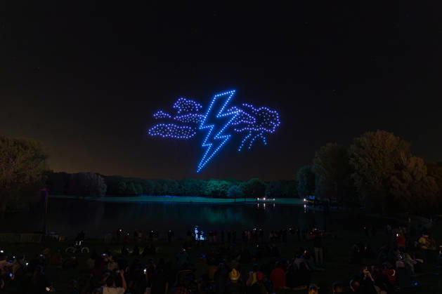 Rhine in Flames in Bonn 01 05 26 The 40th edition of Rhine in Flames in Bonns Rheinaue Friday evening ends with the drone show Ludwig travels around the world The show was made up for from the previous year after it could not take place for technical reasons Bonn Gronau North Rhine-Westphalia Germany Copyright: xMarcxJohnx