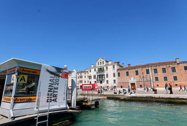 La Biennale di Venezia 61 International Art Exhibition IN MINOR KEYS , curated by Koyo Kouoh in Venice View from the water cab to the station Arsenale Venice Giardini Arsenale Veneto Italy