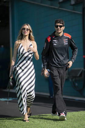 Miami Grand Prix 2026 - Pilots and Girlfriends 31 Esteban Ocon (Haas) and Elena Berri arrival before the Sprint Race session of the F1 Grand Prix of Miami at Miami International Autodrome on May 2, 2026 in Miami Florida . Photo by Eliot Blondet ABACAPRESS.COM Miami Florida United States Copyright: xBlondetxEliot ABACAx