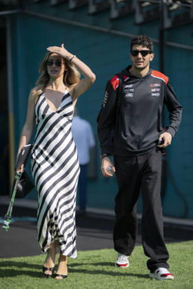 Miami Grand Prix 2026 - Pilots and Girlfriends 31 Esteban Ocon (Haas) and Elena Berri arrival before the Sprint Race session of the F1 Grand Prix of Miami at Miami International Autodrome on May 2, 2026 in Miami Florida . Photo by Eliot Blondet ABACAPRESS.COM Miami Florida United States Copyright: xBlondetxEliot ABACAx