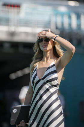 Miami Grand Prix 2026 - Pilots and Girlfriends 31 Esteban Ocon (Haas) and Elena Berri arrival before the Sprint Race session of the F1 Grand Prix of Miami at Miami International Autodrome on May 2, 2026 in Miami Florida . Photo by Eliot Blondet ABACAPRESS.COM Miami Florida United States Copyright: xBlondetxEliot ABACAx