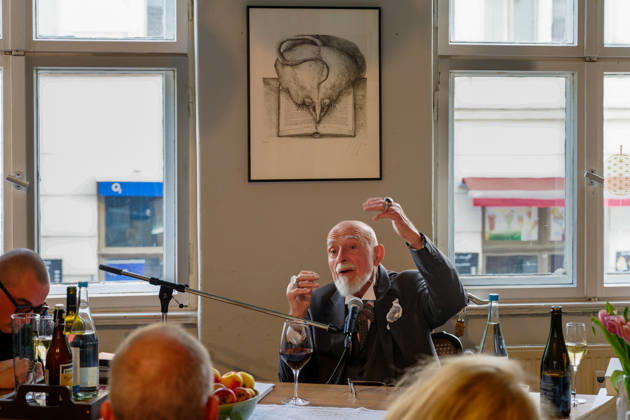 Kunst Kultur Literatur Buchhandel 04 05 2026 Potsdam Landeshauptstadt Brandenburg wist derliteraturladen Markus Lüpertz German painter, graphic artist and sculptor one of the most famous contemporary German artists of the present, reads his own texts Potsdam GER