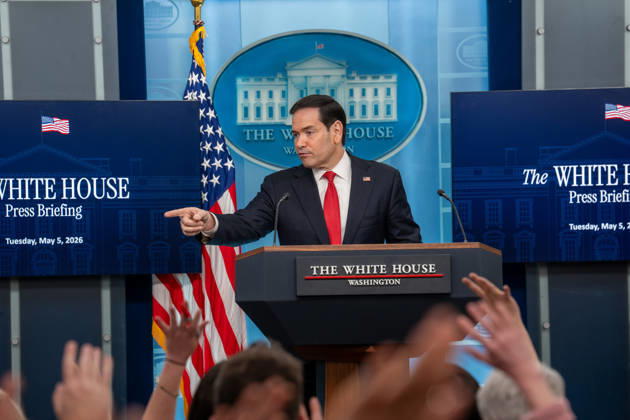 May 5, 2026, Washington, Dc, United States: Secretary of State Marco Rubio hosts the White House press briefing on May 5, 2026. Rubio is taking the place of White House Press Secretary Karoline Leavitt who is on maternity leave. Washington United States - ZUMAl312 20260505_znp_l312_037 Copyright: xAndrewxLeydenx