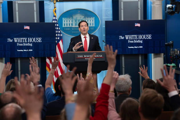 May 5, 2026, Washington, Dc, United States: Secretary of State Marco Rubio hosts the White House press briefing on May 5, 2026. Rubio is taking the place of White House Press Secretary Karoline Leavitt who is on maternity leave. Washington United States - ZUMAl312 20260505_znp_l312_038 Copyright: xAndrewxLeydenx