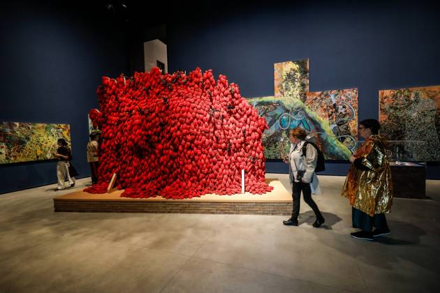 May 5, 2026, Venice, Rome, Italy: May 5, 2026, Venice. 61st International Art Exhibition of the Venice Biennale, titled In Minor Keys and curated by Koyo Kouoh. Biennale Gardens. Central Pavilion. Work by Ebony G. Patterson. Venice Italy  - ZUMAa289 20260505_zia_a289_385 Copyright: xMircoxToniolox xAgfx