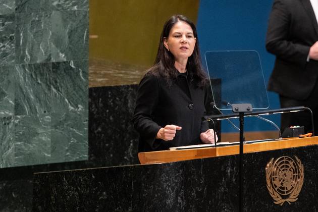 May 7, 2026, Bronx, New York, USA: Annalena Baerbock, President of the General Assembly speaks during Second International Migration Review Forum at UN General Assembly Hall at UN Headquarters in New York, NY on May 7, 2026. Bronx USA - ZUMAr339 20260507_znp_r339_002 Copyright: xLevxRadinx