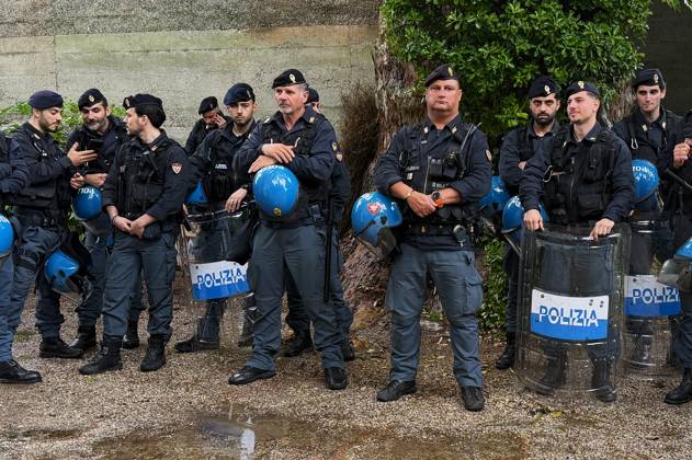 The 61st International Art Exhibition Biennale Arte 2026 will take place in Venice from May 9 to November 22, 2026 The event will be held in Arsenale and Giardini Photo Around the pavilion of Russia Guarded by the Polizia or Italian police