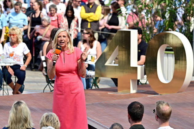 ZDF Fernsehgarten presenter Andrea Kiwi Kiewel during the ZDF entertainment show Fernsehgarten on 10 05 2026 in Mainz 20260510MWI120200