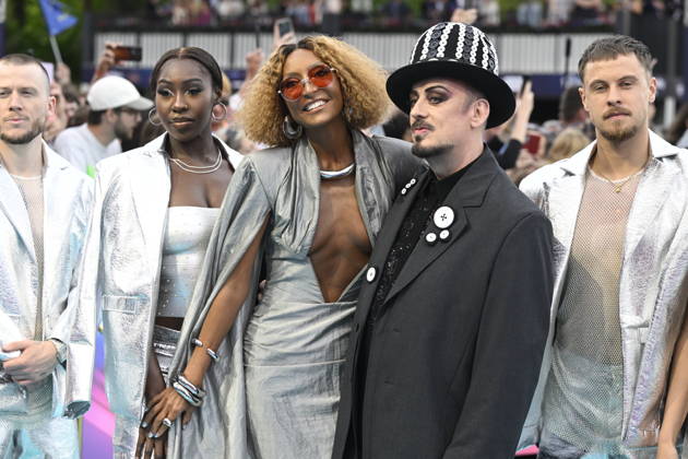 VIENNA, AUSTRIA 20260510 Senhit and Boy George representing San Marino on the turquoise carpet ahead of next week s semi finals and final of this year s Eurovision Song Contest ESC in Vienna, Austria WIEN AUSTRIA ttexport x10070x  Copyright: xJessicaxGow TTx EUROVISION 2026 TURQUOISE CARPET 3WuKkeHg7PA
