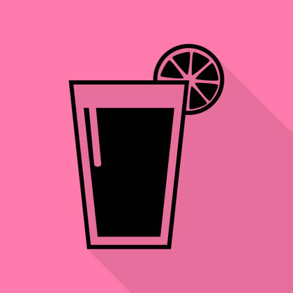 Glass of Juice Icons Black Icon With Flat Style Glass of juice icons. Black icon with flat style shadow path on pink background Copyright: xAsmatix
