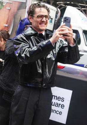 NEW YORK, NY- MAY 11: Pedro Pascal visits Times Square as part of a massive promotional blitz for his new film, The Mandalorian & Grogu on May 11, 2026 in New York City. Copyright: xRWx