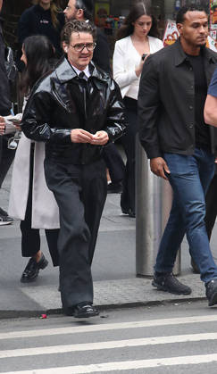 NEW YORK, NY- MAY 11: Pedro Pascal visits Times Square as part of a massive promotional blitz for his new film, The Mandalorian & Grogu on May 11, 2026 in New York City. Copyright: xRWx