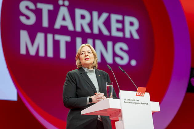 Bärbel Bas at the DGB EUR, Germany, Berlin, 12 05 2026 Bärbel Bas SPD , Federal Minister of Labor and Social Affairs visits the 23 DGB Federal Congress and gives a speech