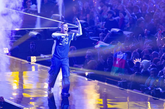 Eurovision Song Contest 2025 First Semi Final, 12 05 2026 VIENNA, AUSTRIA 12 MAY 2026 Image shows Moldova singer Satoshi for Moldova performing the song Viva, Moldova during Eurovision Song Contest 2025 First Semi Final at Wiener Stadthalle on 12 05 2026 in Vienna, Austria Vienna Wiener Stadthalle Austria Copyright: xBEAUTIFULxSPORTS Froehlichx